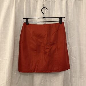 Free People Red Leather Miniskirt Size 0